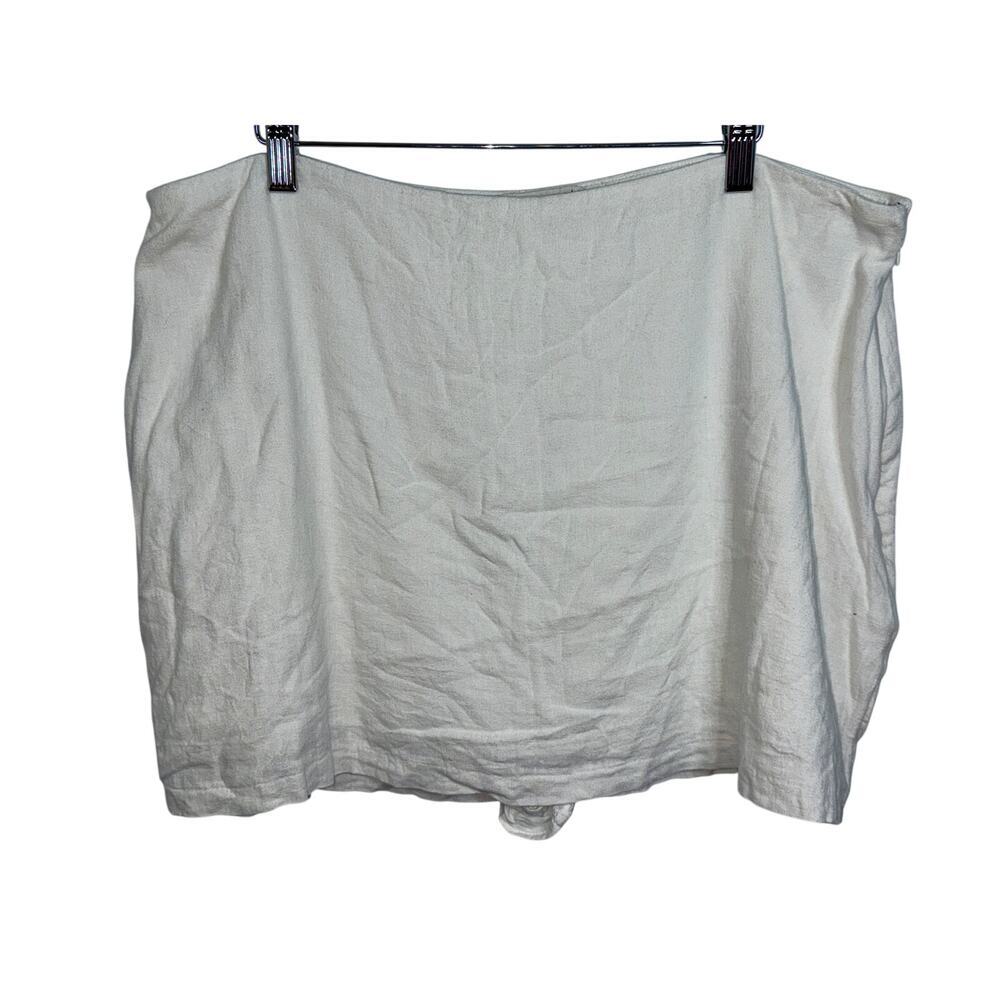 Abercrombie & Fitch White Linen Blend Zip Up Skort Wrap Mini Skirt Women Size XL
